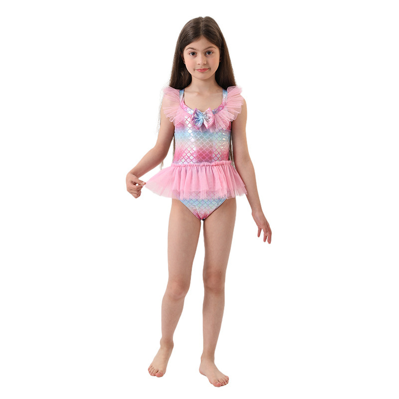 Женский розовый милый купальник с блестками, купальник принцессы с принтом рыбьей чешуи, купальник для морского спа, Радужный купальник-Русалка