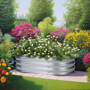 현대 야외 아연 도금 금속 대형 정원 재배자 가정 및 보육 화분 사용을위한 유약 제기 침대 화분 스탠드 - Product Image 2