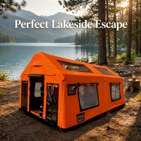 Tente de glamping de luxe gonflable quatre saisons en tissu Oxford, tubes en PVC durables, maille haute densité, imperméable, montage rapide et automatique