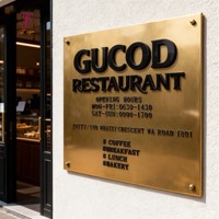 Plaque de porte publicitaire créative en laiton/aluminium avec logo personnalisé, résistante aux intempéries IP65