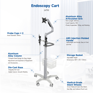 Station de travail mobile en métal Offre Spéciale pour chariot d'endoscopie de clinique d'hôpital avec panier de stockage de support de moniteur pour le travail clinique - Product Image 4