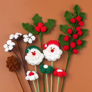 Ramo de Flores Artificiales Navideñas, Hecho a Mano con <span class=keywords><strong>Lana</strong></span>, Decoración Floral de Santa Claus, Algodón, Avellanas, Accesorios al por Mayor - Product Image 1