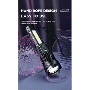 Torcia LED Potente per Pattugliamento e Campeggio, <span class=keywords><strong>a</strong></span> Pressione Manuale, 2600mAh, Portata 200-500m - Product Image 2