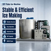 Machine à glace en paillettes industrielle sur mesure, production de 20 tonnes par jour, unité de fabrication de glace résistante à la corrosion pour chambre froide de fruits de mer