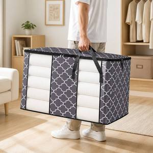 Bolsa de Almacenamiento Extra Grande, No Tejida, con Ventana Transparente y Cierre, Diseño Geométrico, Organizador de Ropa y Mantas - Product Image 2