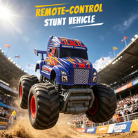 Camion de cascade RC 2.4G à gros pneus 360 °   Voiture télécommandée tout-terrain rotative avec lumières et démonstration automatique, jouet voiture monstre