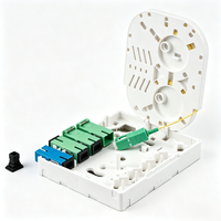 Boîtier de terminaison fibre optique de bureau 4 cœurs, boîte de distribution fibre optique FTTH 4 ports avec adaptateurs SC/LC/ST/FC et pigtails.