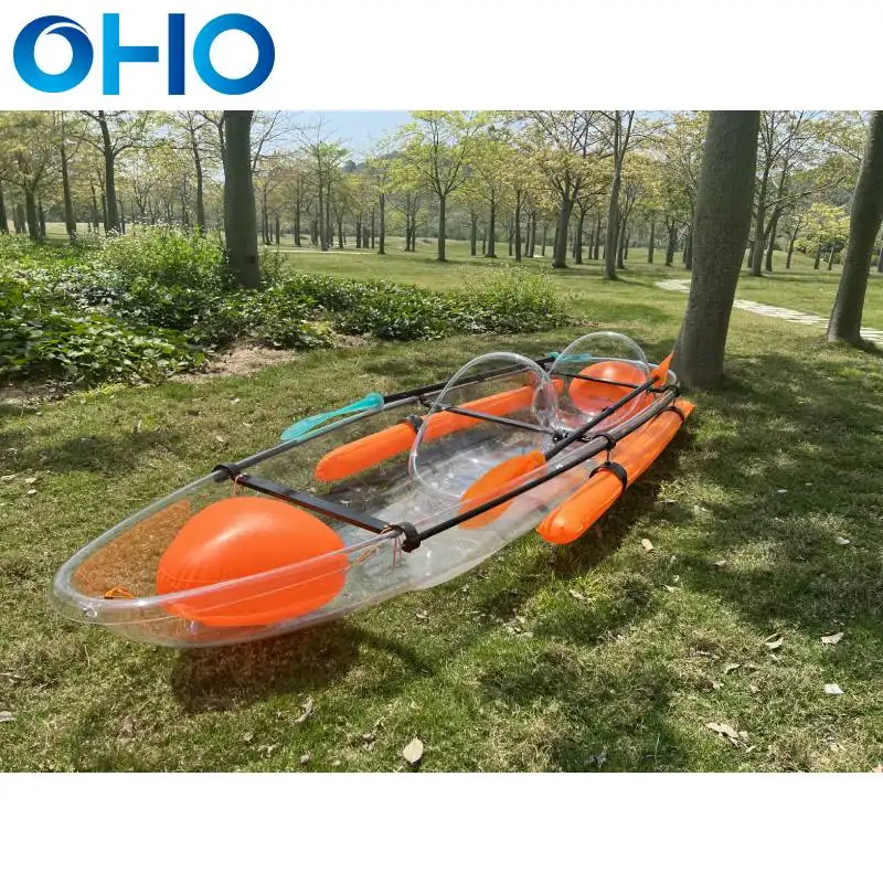 OHO policarbonato Kayak fondo transparente cristal transparente para 2 personas 2,1-3m canoa de pesca en el océano