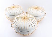 Grand ensemble de plats de service pour mariage 3.5L 4.5L 5.5L avec couvercles de luxe en forme de cage à oiseaux dorée, pour douches nuptiales, réceptions de mariage et dîners