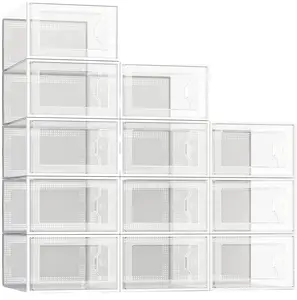 China Factory Price Shoe Box storage boxes with lids GRS Plastic Sneakers Shoe Box Organizer Stackable Clear Storage Bins