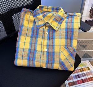 반려동물과 주인 커플 의상 체크무늬 면 강아지 하네스 & 리드 고양이 목걸이 조절 가능한 버클 클로저 남녀 커플 셔츠 - Product Image 6