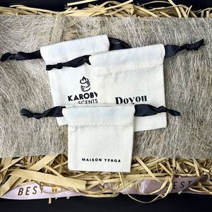 Custom Logo Small Cotton <b>Drawstring</b> Bag 100% Organic Cotton Dust <b>Pouch</b> Differently Sized Gift Bag for Fashion Accessory Storage - Product Image 5