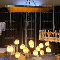 Lustre ovale à 15 lumières avec abat-jour en albâtre pour salle à manger, lustre linéaire moderne pour salon, restaurant, maison, LED