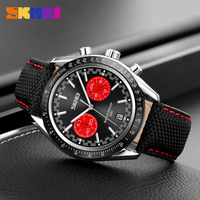 Montre à quartz étanche au design unique en gros, marque Skmei 9292, logo personnalisé OEM, bracelet en cuir véritable, montres de luxe pour hommes