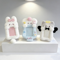Porte-cartes en peluche personnalisé mignon, porte-clés animal moelleux, porte-badge photo, porte-clés Kawaii, étui à cartes dessin animé, portefeuille pour cadeau Kpop