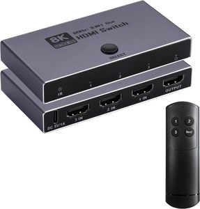 Conmutador <span class=keywords><strong>HDMI</strong></span> <span class=keywords><strong>2.1</strong></span> SYONG 8K, Conmutador <span class=keywords><strong>HDMI</strong></span> 3/5/7 Entradas 1 Salida 8K60Hz, 4K240Hz, HDCP 2.3 HDR 3D Dolby Atmos para Xbox con Control Remoto IR - Product Image 1