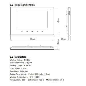Sistema de Videoportero con Función de Intercomunicación y Captura Automática de Fotos, Fuente de Alimentación PoE Estándar GVS de 48V, Panel Interior con Pantalla Táctil de 7'' - Product Image 3