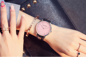 Reloj de Mujer Hannah Martin CF36 HM, Reloj de Cuarzo de la Marca HM, Esfera Rosa, Escala Casual, Relojes Sencillos de Color Puro, Correa de Cuero de Moda - Product Image 5