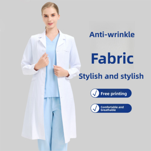 Blouse médicale personnalisée avec logo pour hommes et femmes, blouse de laboratoire blanche à col cranté, robe de médecin à manches longues, robe chirurgicale d'hôpital - Product Image 1