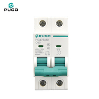 Pemutus Sirkuit Miniatur MCB 1P 2P 3P 4P 63A 230V 400V AC Kurva C 50Hz C63 6kA PA66 PUGO PG47S-80 DIN Rail