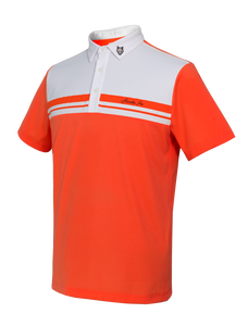 Polo à manches courtes pour homme, vert et blanc, en tissu tricoté, design rayé, logo sur le devant, coupe classique - Product Image 2