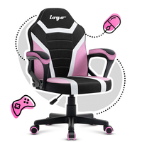 Chaises de jeu vidéo pour enfants en tissu pour filles chaise d'ordinateur pivotante rose chaise de bureau confortable à hauteur réglable avec roues