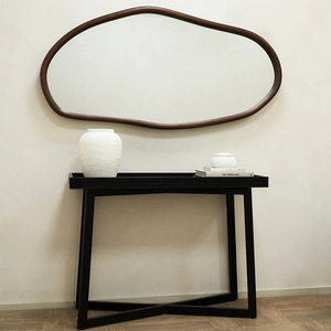 French Style <b>Wall</b> <b>Mirror</b> with Uniquely Shaped Walnut Frame, Suitable for Home and Hotel <b>Settings</b> - Product Image 2