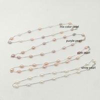 Collier de perles en argent 925 pour filles ou femmes, design de perles naturelles d'eau douce, 7-8mm