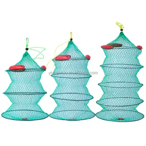 浮动网箱水产养殖可折叠渔网网蟹网箱弹簧伸缩带打结网
