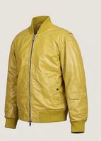 Blouson bomber en cuir véritable jaune citron pour femme LEATHER TEX, fermeture éclair, léger, rembourré en coton, imperméable