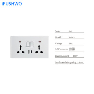 240V EU/UK tiêu chuẩn 2 gang 2 cách ánh sáng + 2 USB Home tường ổ cắm phổ Ổ cắm điện 250V tường thiết bị chuyển mạch - Product Image 3