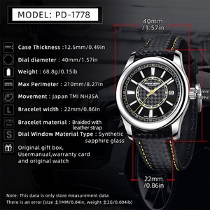 Montre mécanique PAGANI DESIGN NH35 automatique de luxe pour homme, en acier inoxydable, 40 mm, 10 bars de résistance à l'eau, bracelet en cuir - Product Image 3