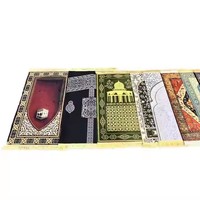 Tapis de prière musulman très vendu, motif médaillon épais, doux, tapis de prière islamique turc en nylon lavable et antidérapant