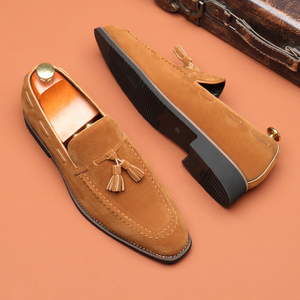 Chaussures habillées grande taille 37-48, personnalisables avec logo, mocassins décontractés pour hommes en cuir véritable suède de vache - Product Image 3