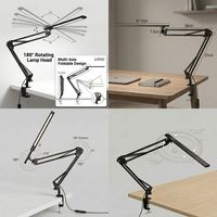 Lampe de bureau LED avec interrupteur à bouton, réglage de la luminosité/de la couleur, CRI95, pliable en métal, alimentation CA, protection des yeux pour la lecture et le travail des étudiants
