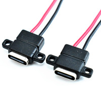 Connecteur femelle Type-C LN-004 avec oreille de fixation, câble de port de charge pour alimentation DIY à 2 fils