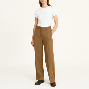 <span class=keywords><strong>Pantalon</strong></span> large taille haute personnalisé <span class=keywords><strong>pour</strong></span> femme, coupe droite, longueur intégrale, style tailleur - Product Image 1