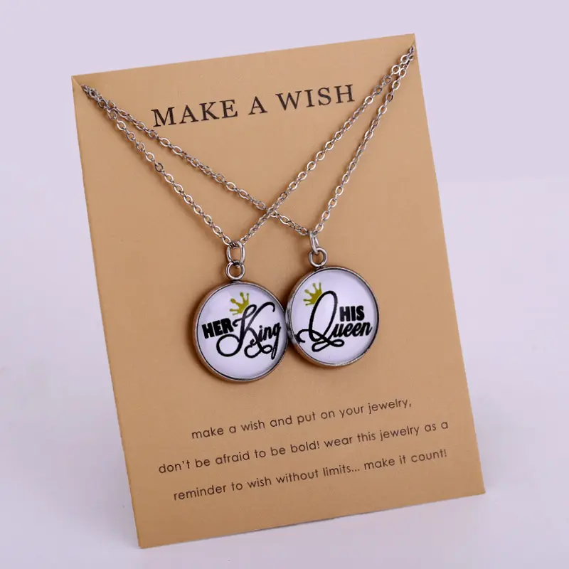 Gift for Her His Birthday Wedding Bridesmaid Gift Statement Jewelry Her King His Queen Couple Pendant Necklaces for Women