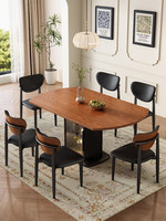Französischer Vintage-Stil Runder Massivholz-Esstisch mit Drehplatte und Halbset Stühle, Geeignet für Restaurants und Hotels