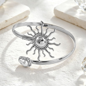 Sun Faux Pearl Metal Open Adjustable Upper <b>Arm</b> <b>Cuff</b> European American Unique Fashion Women Statement <b>Arm</b> Bracelet - Product Image 3