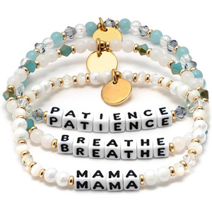 Pulseras <span class=keywords><strong>de</strong></span> Acero con Letras y Logotipo Personalizado, Hechas a Mano con Cristal y Perlas, Inspiradas en <span class=keywords><strong>la</strong></span> FE, SER <span class=keywords><strong>FELIZ</strong></span>, Pulsera <span class=keywords><strong>de</strong></span> Regalo para Mujeres y Niñas - Product Image 4