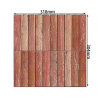 Mosaïque 3D en travertin rouge naturel, mosaïque de travertin rouge cannelé, mosaïque murale en travertin rainuré