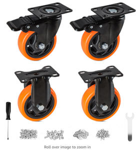 Roues de chariot industrielles en caoutchouc de 4 pouces 100mm pour établi Roue de roulette verrouillable centrale Roues de roulette à usage intensif - Product Image 5