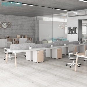 Modern Convertible L-Shape Wooden <b>Workstation</b> Cubicle Desk for Private Office 4 Person <b>Workstation</b> with Drawer - Product Image 3