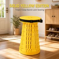 Tabouret rond en plastique jaune citron tendance pour l'angle de l'armoire, idéal pour l'entrée et le rangement des chaussures, parfait pour les pantoufles du quotidien.