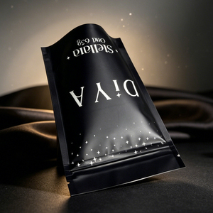Pochette refermable en aluminium noir mat imprimée sur mesure, avec fermeture éclair, pour l'emballage d'encens, d'épices et de parfums - Product Image 4
