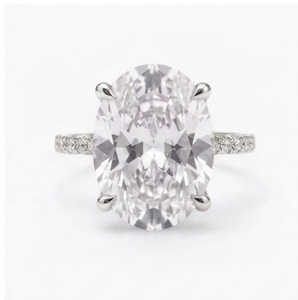 Oval Special Cut Zircon Engagement <b>Ring</b> 925 Sterling Silver Rhodium Plated Halo Pave Band for Women Wedding Gift - Product Image 1