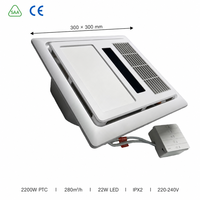 Chauffage PTC 3-en-1 pour salle de bain, monté au plafond, efficace, 2200W, chauffage rapide, ventilateur d'extraction, panneau LED, ventilation 280m³/h, certifié SAA