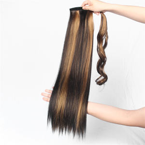 Vente en gros <span class=keywords><strong>de</strong></span> marque privée <span class=keywords><strong>de</strong></span> meilleure qualité longue kanekalon <span class=keywords><strong>fausse</strong></span> <span class=keywords><strong>queue</strong></span> <span class=keywords><strong>de</strong></span> <span class=keywords><strong>cheval</strong></span> noire <span class=keywords><strong>de</strong></span> 26 pouces 160g au toucher naturel - Product Image 2