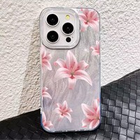 Coques de Téléphone Antichoc Luxe Fleurs pour iPhone 17 Air 16 15 Plus Pro Max 14 13 12 11 X – Housse de Protection Arrière Personnalisable avec Logo